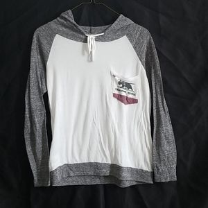 thin long sleeve w a hood